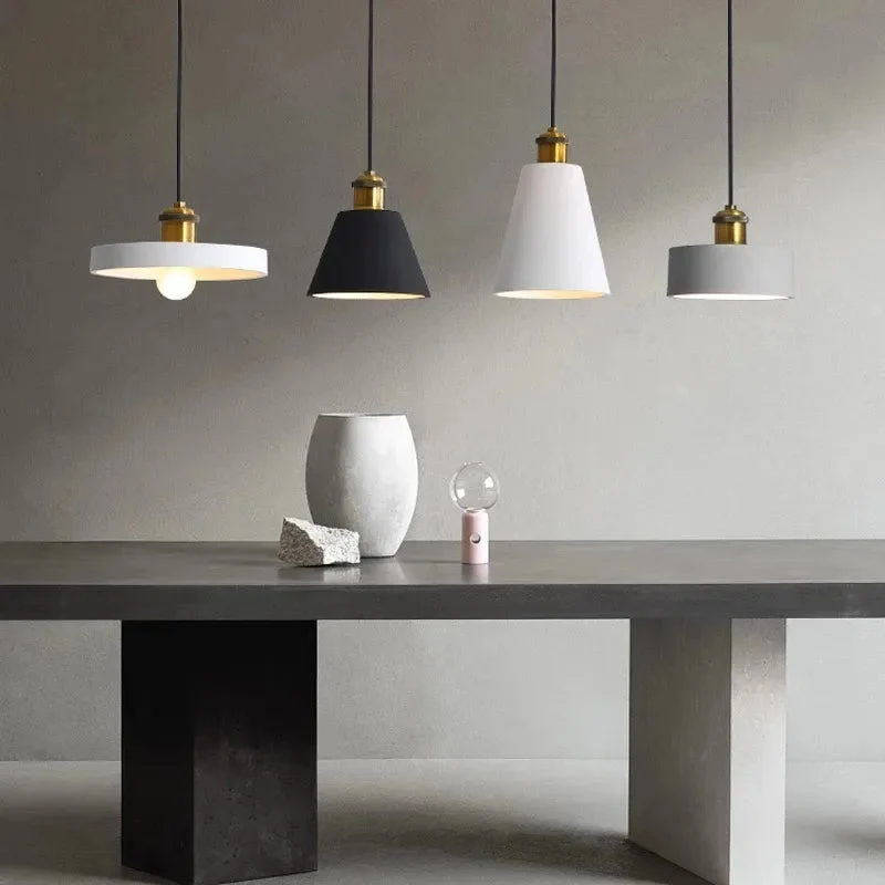 Modern Chandelier E27 Black White Minimalist Dining Table Bar Table Lamp Industrial Style Lamps Bedroom Bedside Small Chandelier