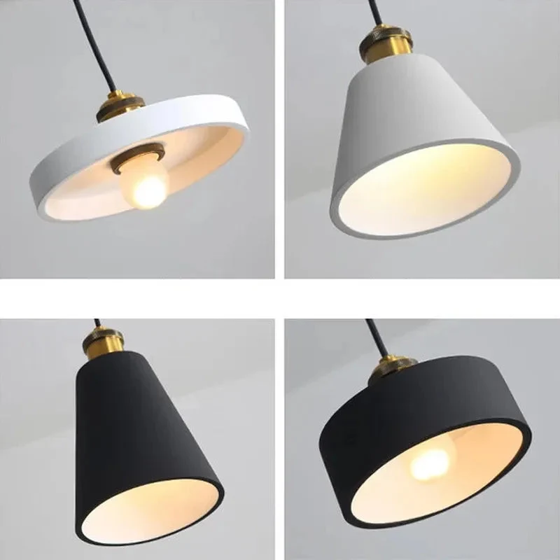 Modern Chandelier E27 Black White Minimalist Dining Table Bar Table Lamp Industrial Style Lamps Bedroom Bedside Small Chandelier