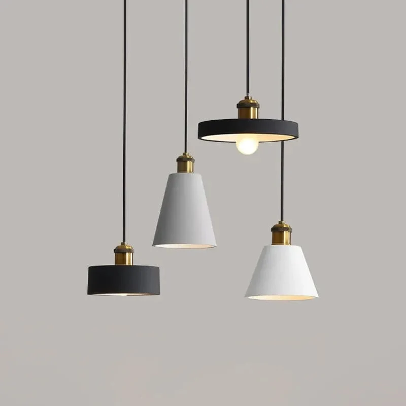 Modern Chandelier E27 Black White Minimalist Dining Table Bar Table Lamp Industrial Style Lamps Bedroom Bedside Small Chandelier