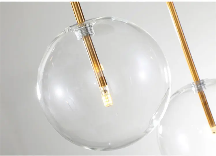 Nordic creative geometric chandelier personality glass round restaurant cafe bar table lamp bedroom single head chandelier