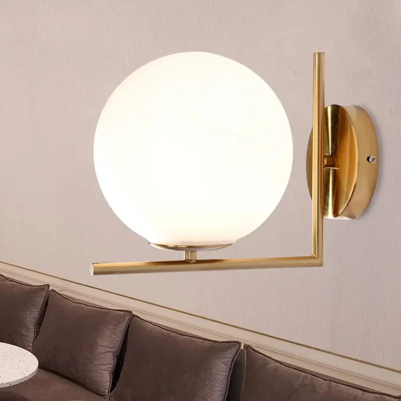 Nordic ball glass wall lamp modern minimalist bedroom bedside living room creative corridor aisle decorative wall lamp