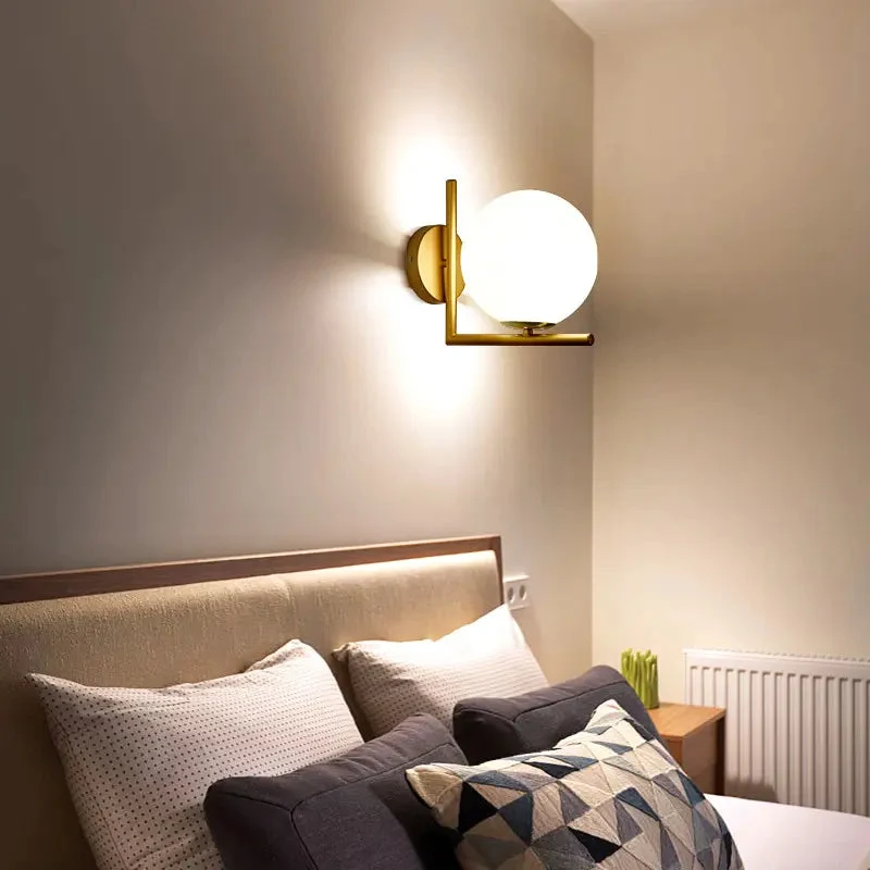 Nordic ball glass wall lamp modern minimalist bedroom bedside living room creative corridor aisle decorative wall lamp