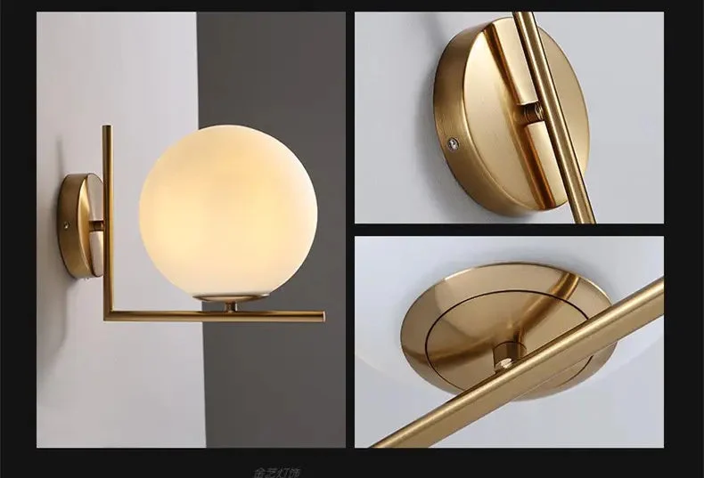 Nordic ball glass wall lamp modern minimalist bedroom bedside living room creative corridor aisle decorative wall lamp