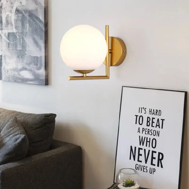 Nordic ball glass wall lamp modern minimalist bedroom bedside living room creative corridor aisle decorative wall lamp