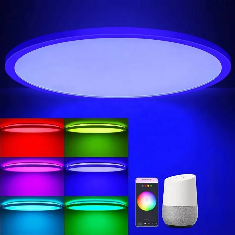 Smart Wifi LED ceiling lamp APP scan code directly connected to remote Alexa voice control time switch 24W ceiling light