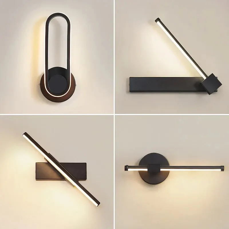 Nordic Rotatable Led Wall Lamp White/Black Metal Wall Lights Bedroom Bedside lamp Living Room Sconce Corridor Decor Luminaire