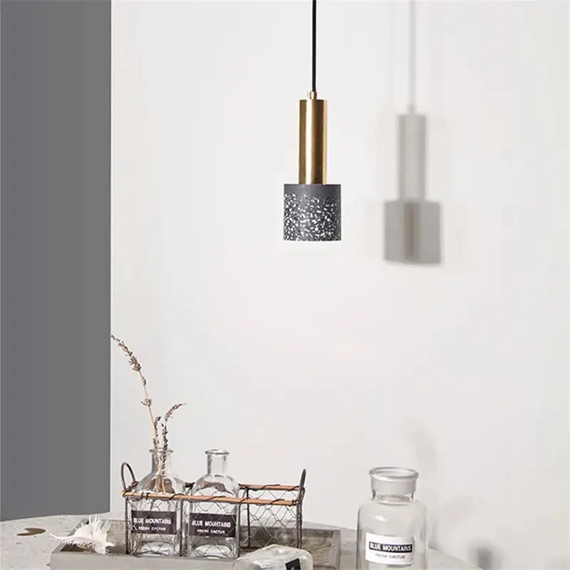Modern Minimalist Terrazzo Cement Pendant Light Concrete Hanging Lamp Marble Light Nordic Restaurant Bedside Corridor Luminaire