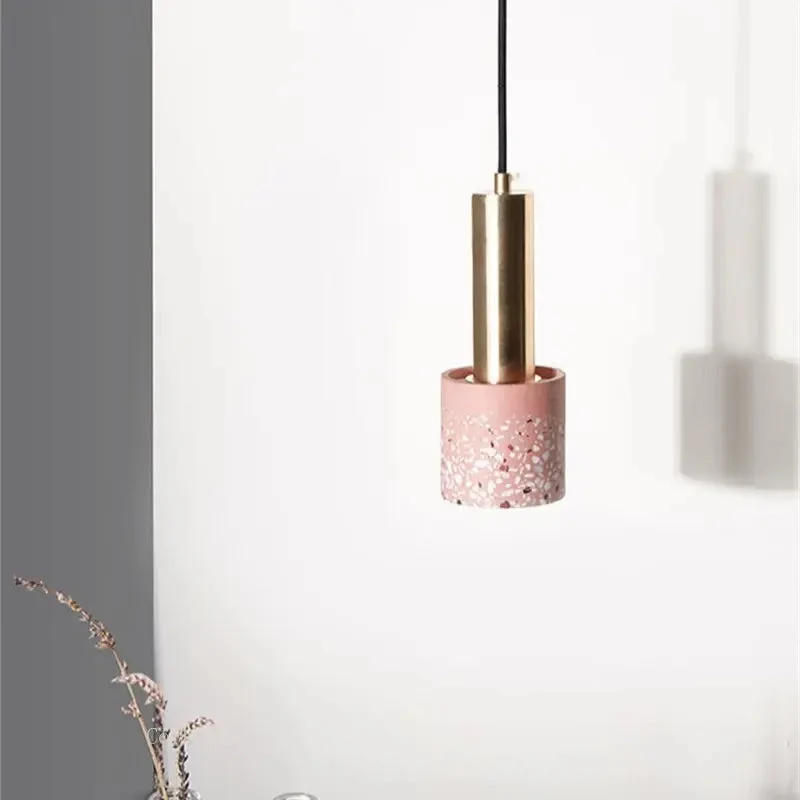 Modern Minimalist Terrazzo Cement Pendant Light Concrete Hanging Lamp Marble Light Nordic Restaurant Bedside Corridor Luminaire