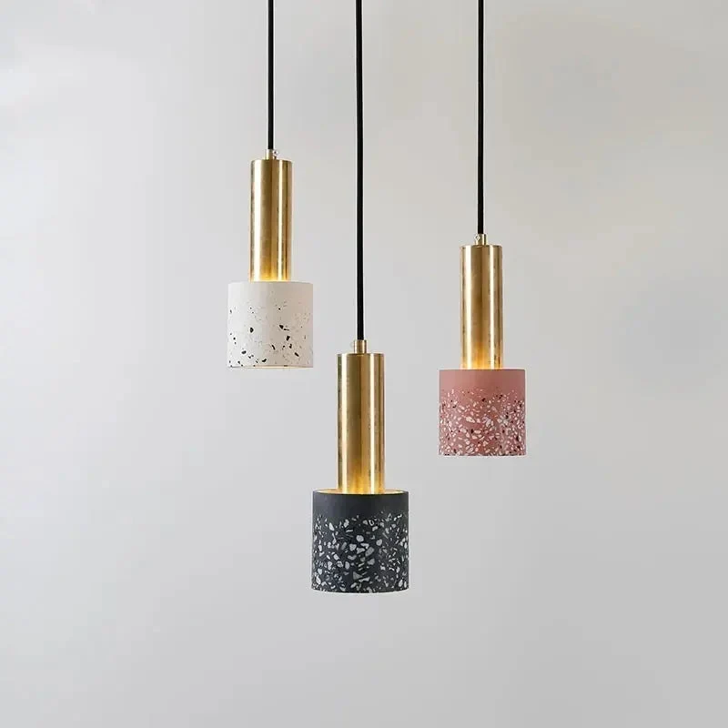 Modern Minimalist Terrazzo Cement Pendant Light Concrete Hanging Lamp Marble Light Nordic Restaurant Bedside Corridor Luminaire