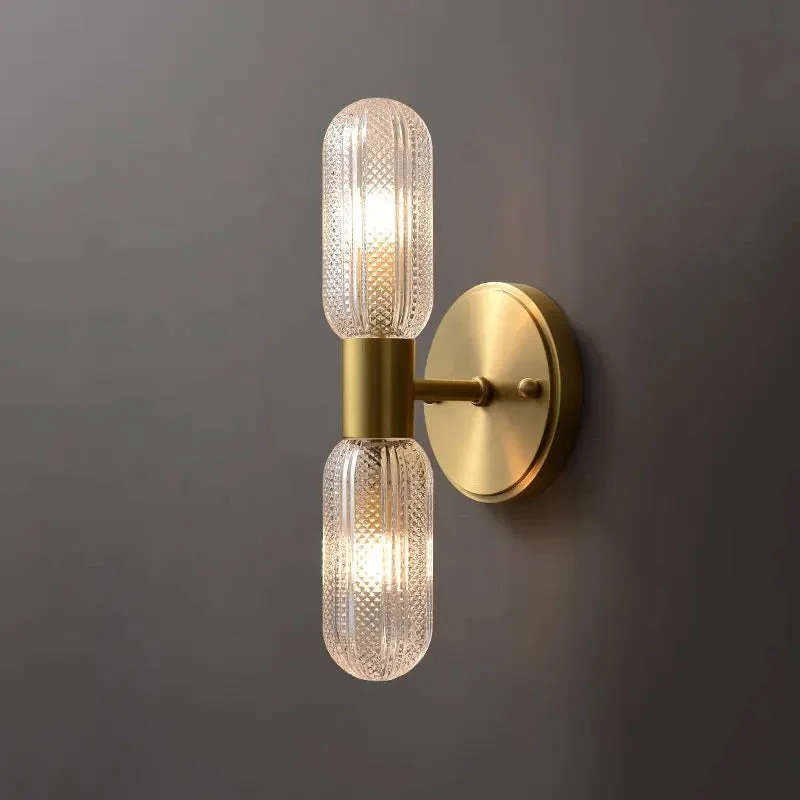 Postmodern brass wall lights creative Bedroom Bedside living room wall lamps indoor Staircase Aisle All Copper glass Wall Lamps