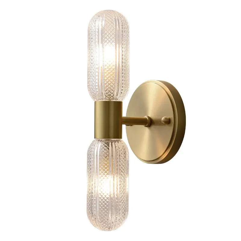 Postmodern brass wall lights creative Bedroom Bedside living room wall lamps indoor Staircase Aisle All Copper glass Wall Lamps