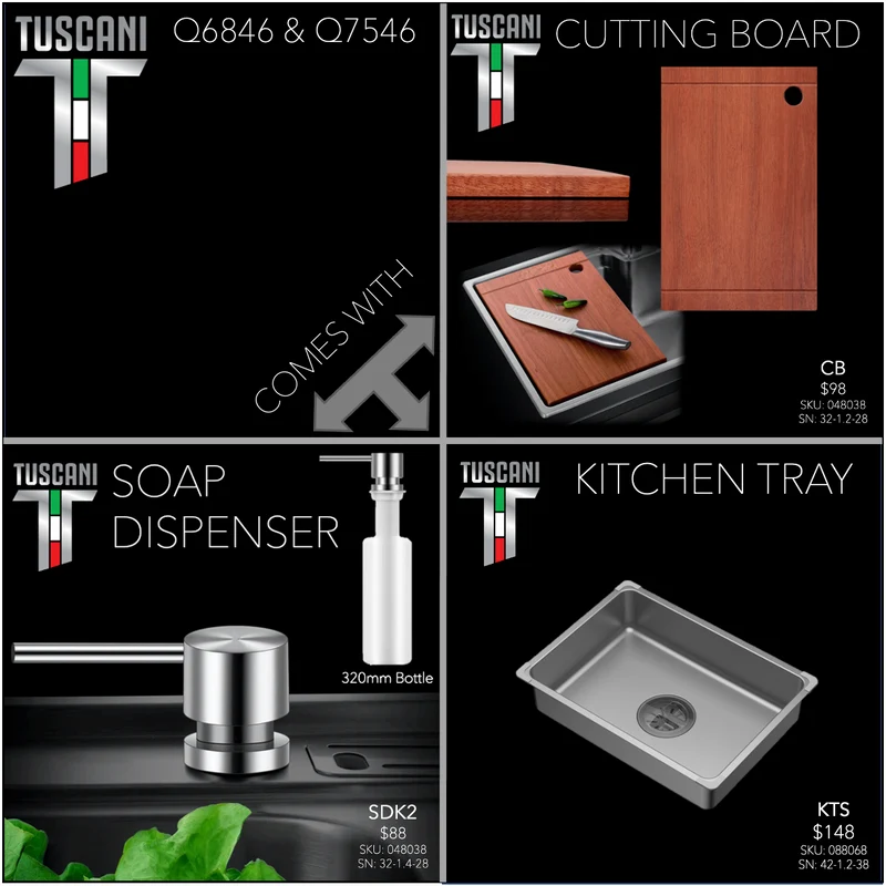 Q6846GN | Q7546GN - Light Gray Top & Under-Mount Use Kitchen Sink
