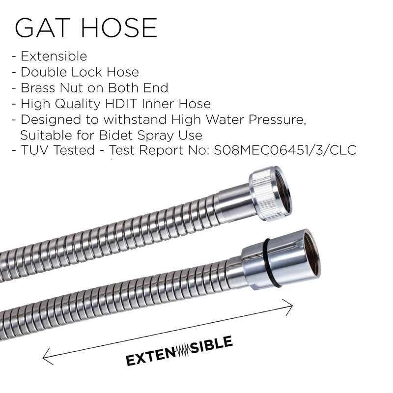 1.2m | 1.5m | 1.8m GAT - Shower & Bidet / HandSpray Hose