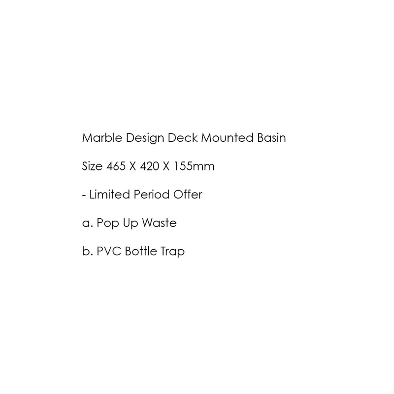 Tuscani TBP1020-449W | TBP1020-449G - Marble Design Deck & Wall Mounted Basin