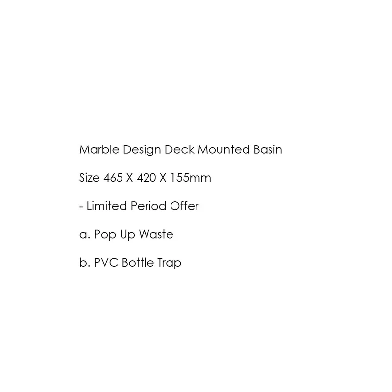 Tuscani TBP1020-449W | TBP1020-449G - Marble Design Deck & Wall Mounted Basin