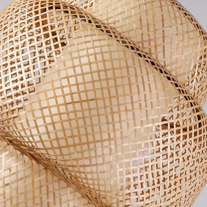 Modern Bamboo Hand Woven Bamboo Art Chandelier E27 Dining Room Bamboo Lantern Pendant Light Bedroom Cafe Vintage Hang Lamp
