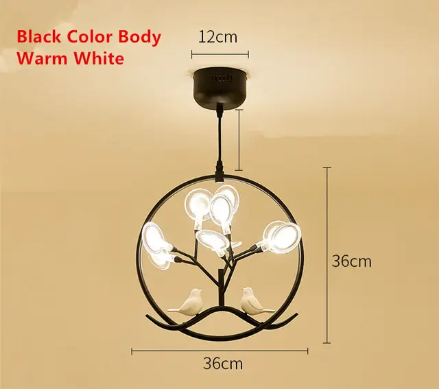 Nordic Design Tree Branch Chandelier Bird Cage Lamp Fixture Indoor Home Kitchen Dining Room Restaurant LED Bedroom Iron