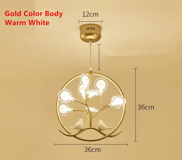 Nordic Design Tree Branch Chandelier Bird Cage Lamp Fixture Indoor Home Kitchen Dining Room Restaurant LED Bedroom Iron