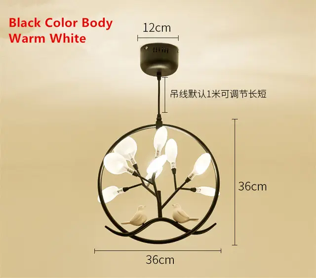 Nordic Design Tree Branch Chandelier Bird Cage Lamp Fixture Indoor Home Kitchen Dining Room Restaurant LED Bedroom Iron