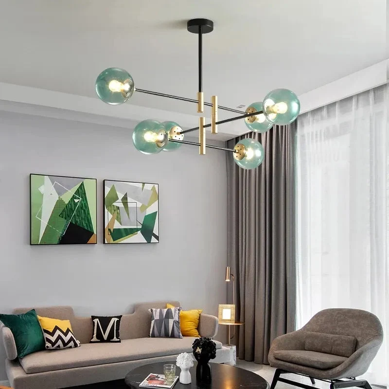 LED Chandelier Room Kitchen Island Chandelier Balls Flush Mount Ceiling Lamp Fixtures Blown Glass for Dining Room