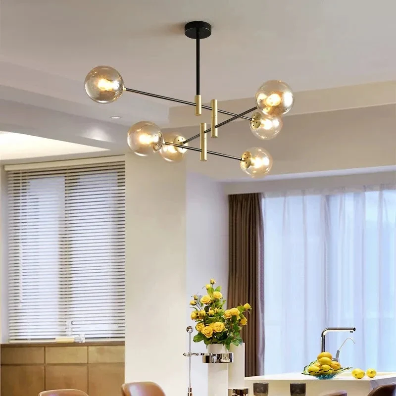 LED Chandelier Room Kitchen Island Chandelier Balls Flush Mount Ceiling Lamp Fixtures Blown Glass for Dining Room