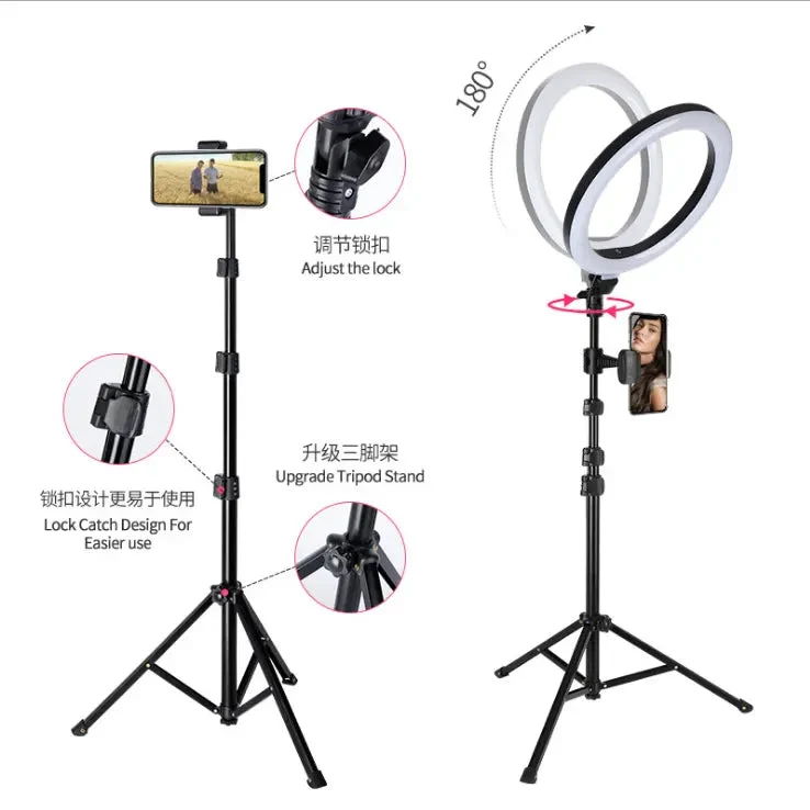 Live broadcast bracket fill light 10 inch mobile phone selfie beauty floor photography ring light anchor LED fill light