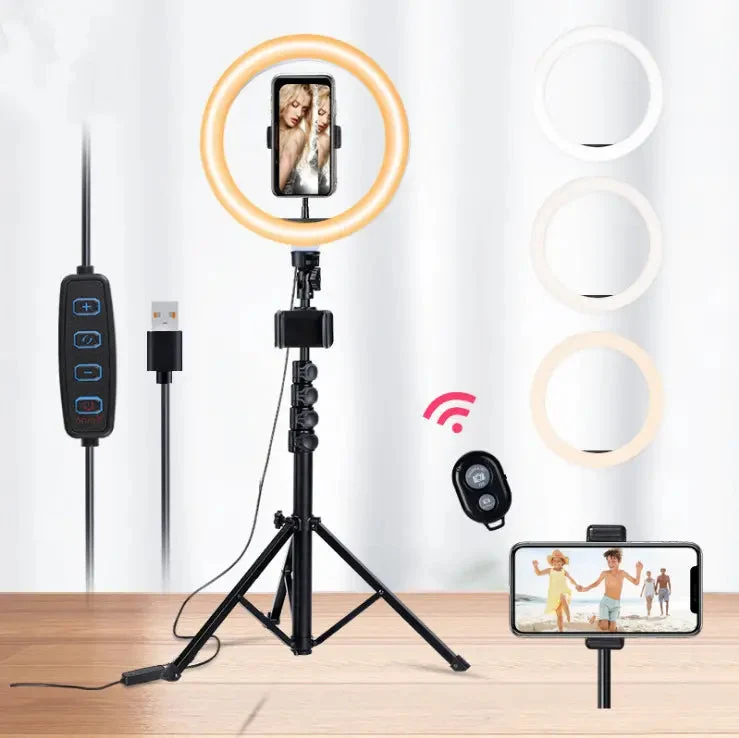 Live broadcast bracket fill light 10 inch mobile phone selfie beauty floor photography ring light anchor LED fill light