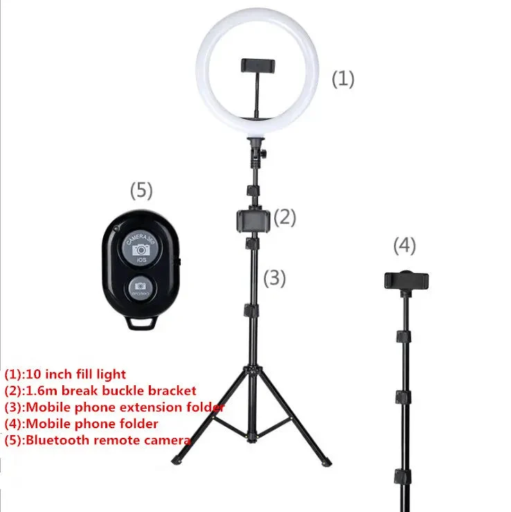 Live broadcast bracket fill light 10 inch mobile phone selfie beauty floor photography ring light anchor LED fill light
