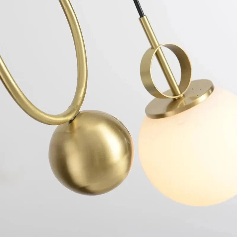 Modern Golden Glass Ball Pendant Lamps Fixture Luminaire Lift Hanging Lights Bedroom Decoration Lighting Bedside Living Room