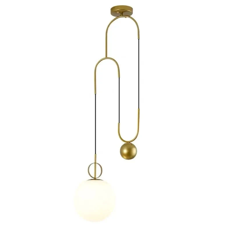 Modern Golden Glass Ball Pendant Lamps Fixture Luminaire Lift Hanging Lights Bedroom Decoration Lighting Bedside Living Room