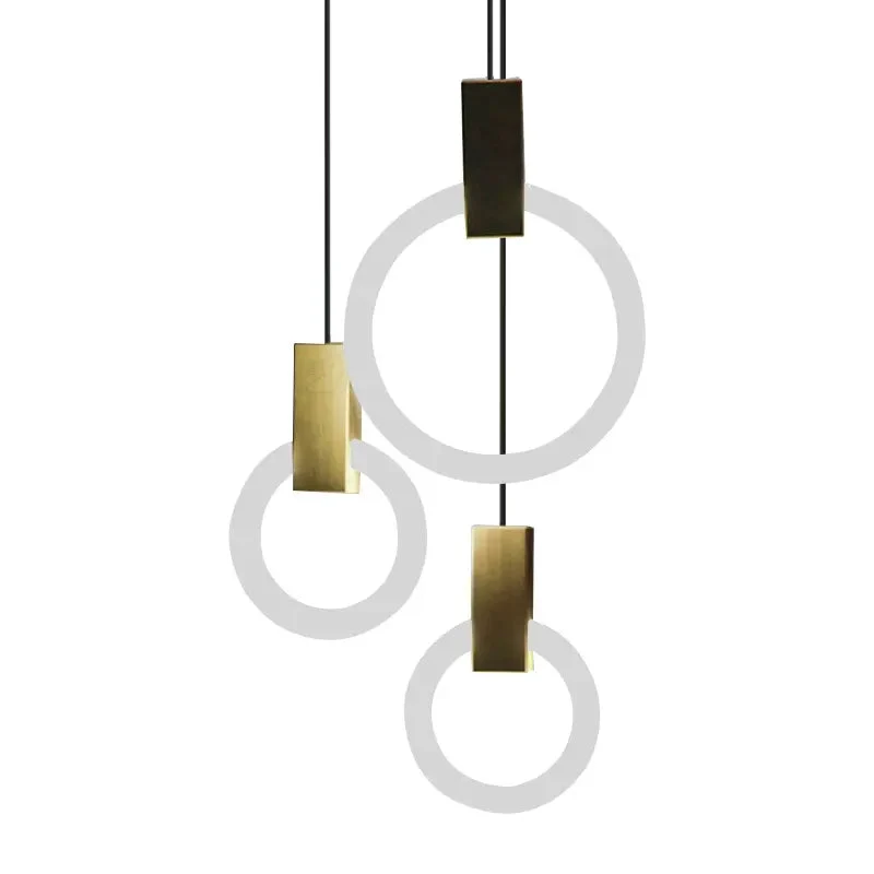 Nordic creative LED double staircase chandelier sofa Simple restaurant bar creative bedside bedroom chandelier