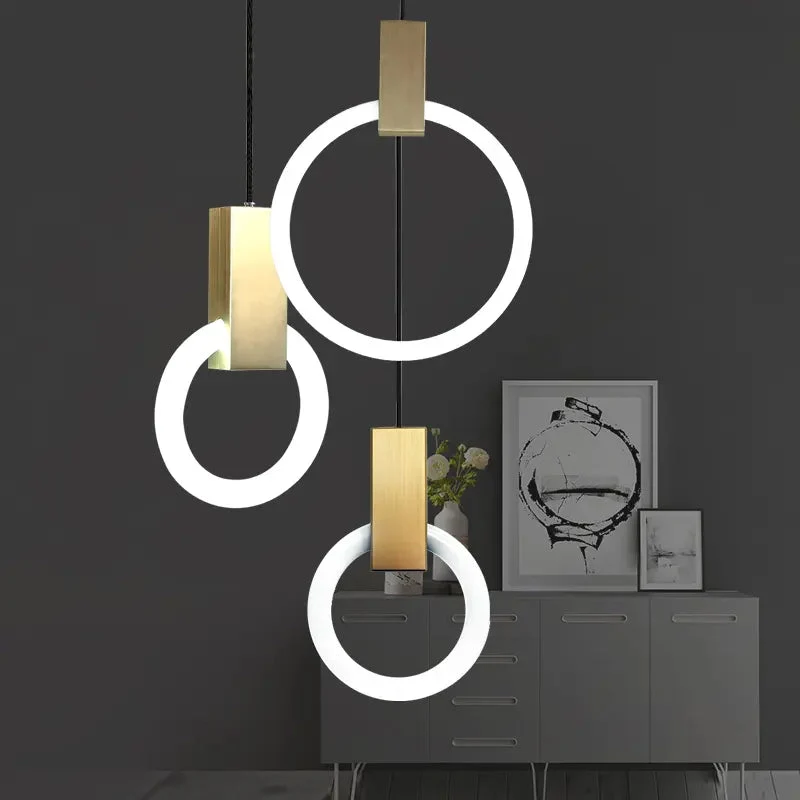 Nordic creative LED double staircase chandelier sofa Simple restaurant bar creative bedside bedroom chandelier