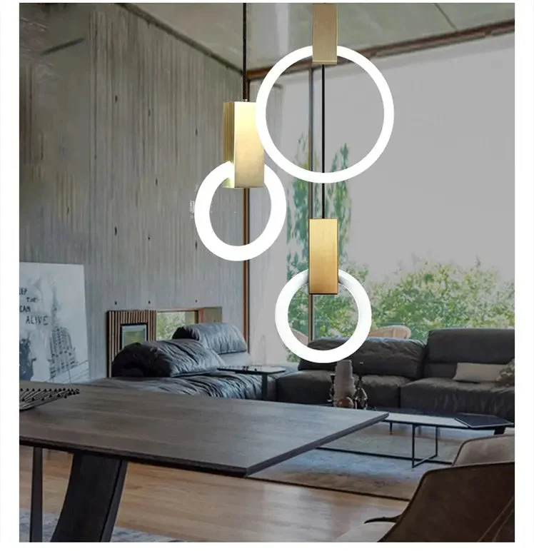 Nordic creative LED double staircase chandelier sofa Simple restaurant bar creative bedside bedroom chandelier