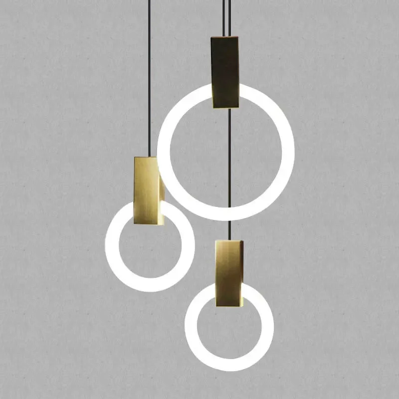 Nordic creative LED double staircase chandelier sofa Simple restaurant bar creative bedside bedroom chandelier
