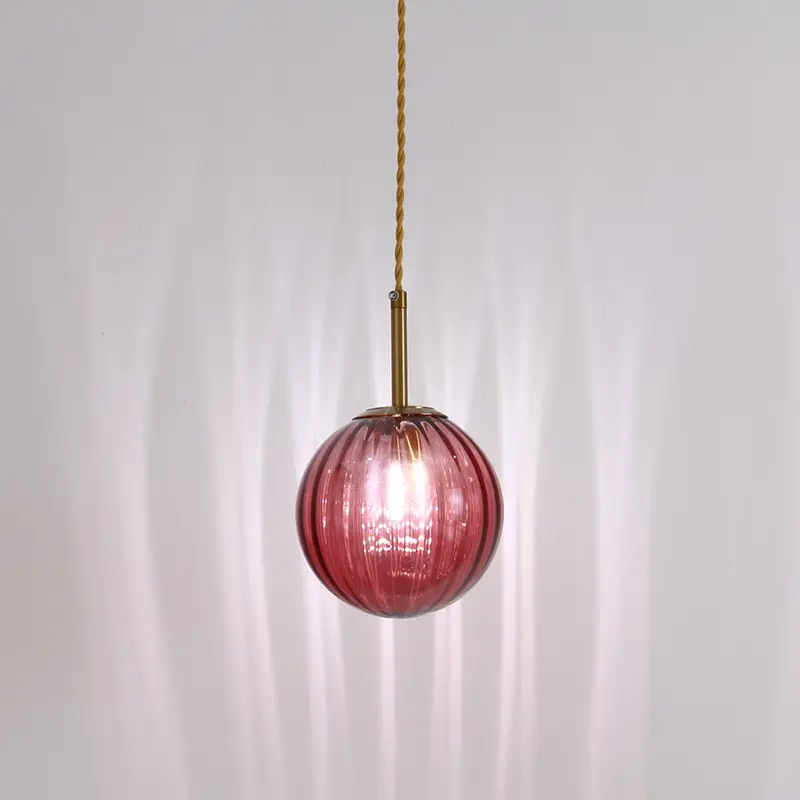Nordic bedroom bedside small chandelier light post-modern minimalist color glass ball single head dining room chandelier