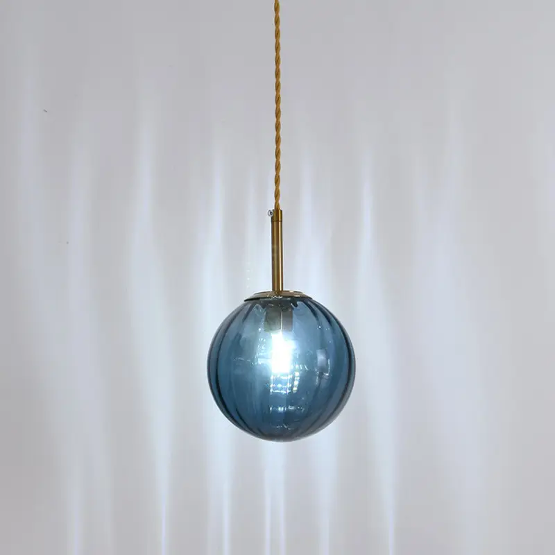 Nordic bedroom bedside small chandelier light post-modern minimalist color glass ball single head dining room chandelier