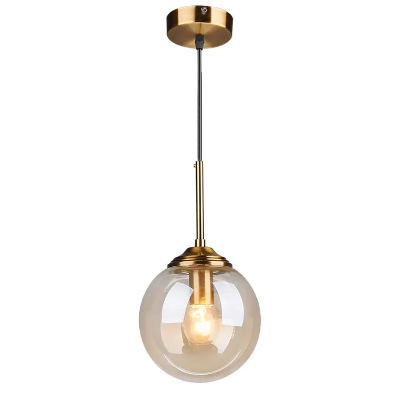 Modern small glass ball pendant light Restaurant Bar Bedside glass pendant light Dia 15cm Transparent Amber Smoke Gray