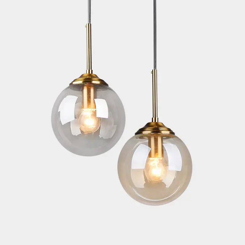 Modern small glass ball pendant light Restaurant Bar Bedside glass pendant light Dia 15cm Transparent Amber Smoke Gray