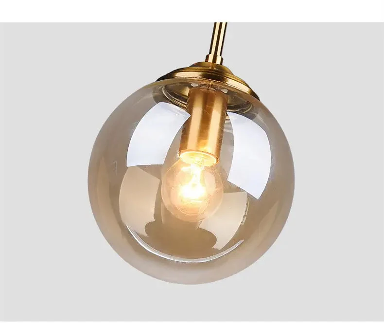 Modern small glass ball pendant light Restaurant Bar Bedside glass pendant light Dia 15cm Transparent Amber Smoke Gray