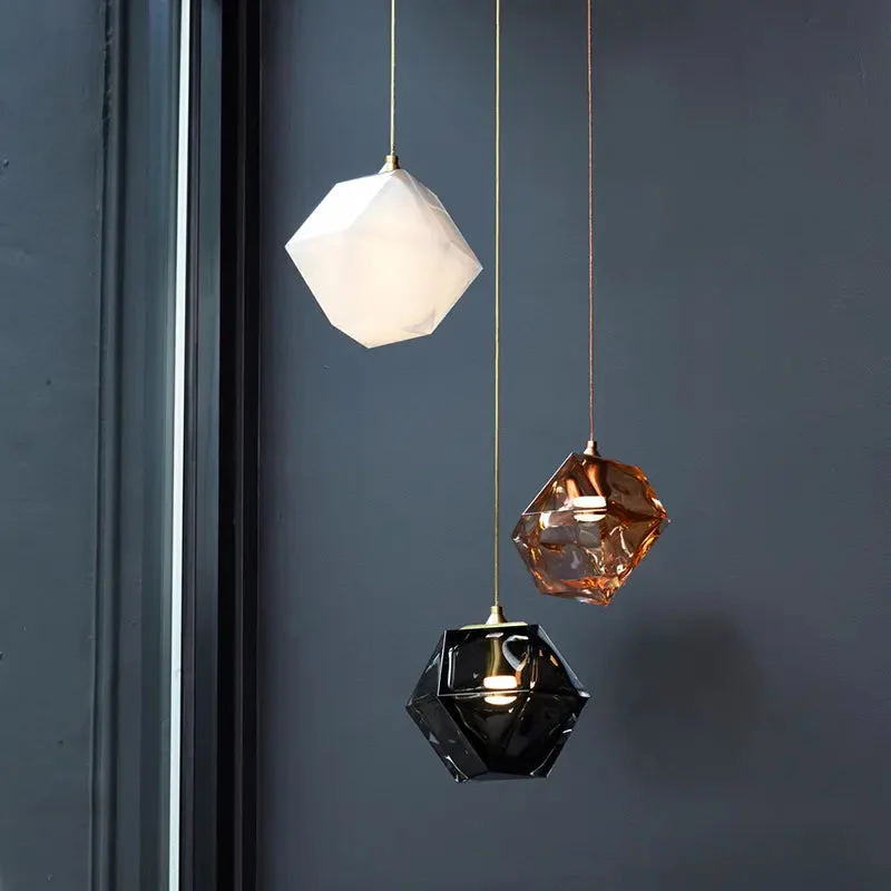 Modern postmodern dining room bedside bedroom square glass staircase chandelier Nordic home fashion designer droplight