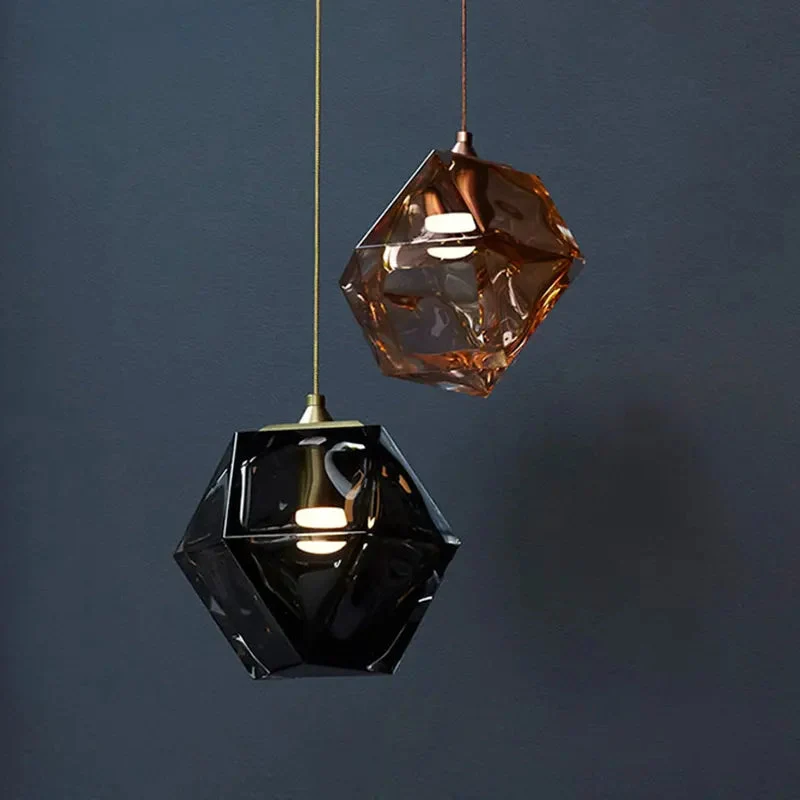 Modern postmodern dining room bedside bedroom square glass staircase chandelier Nordic home fashion designer droplight