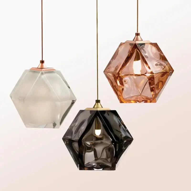 Modern postmodern dining room bedside bedroom square glass staircase chandelier Nordic home fashion designer droplight
