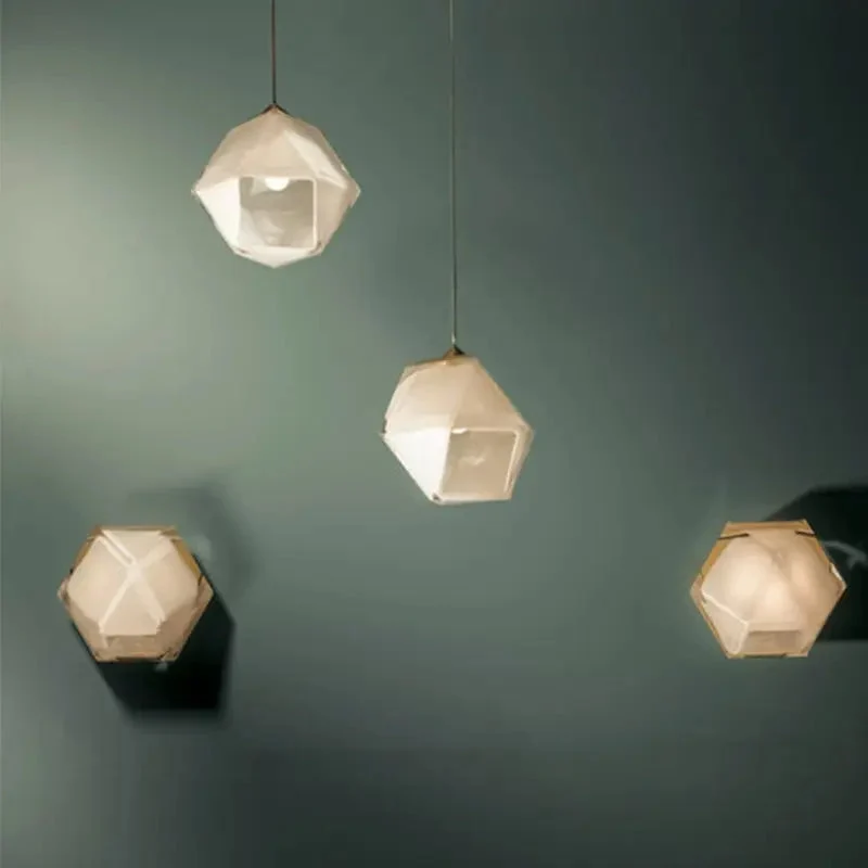 Modern postmodern dining room bedside bedroom square glass staircase chandelier Nordic home fashion designer droplight