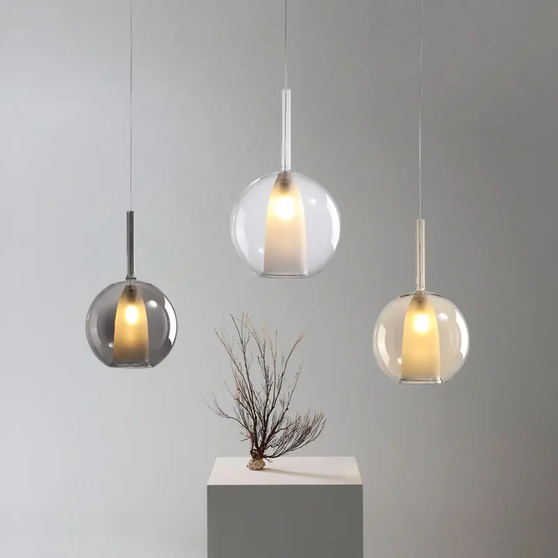 Nordic Creative Glass Chandelier Restaurant Bar Bubble Glass Chandelier Multi-head Combination Stair Long Chandelier
