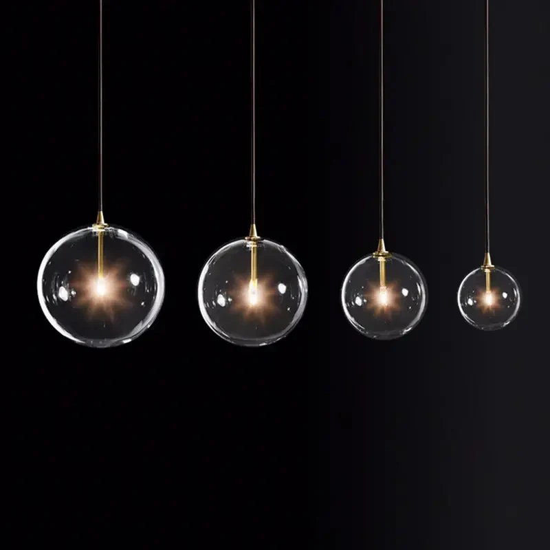 Modern minimalist glass chandelier restaurant bar counter designer clothing store bedroom bedside transparent ball lamps