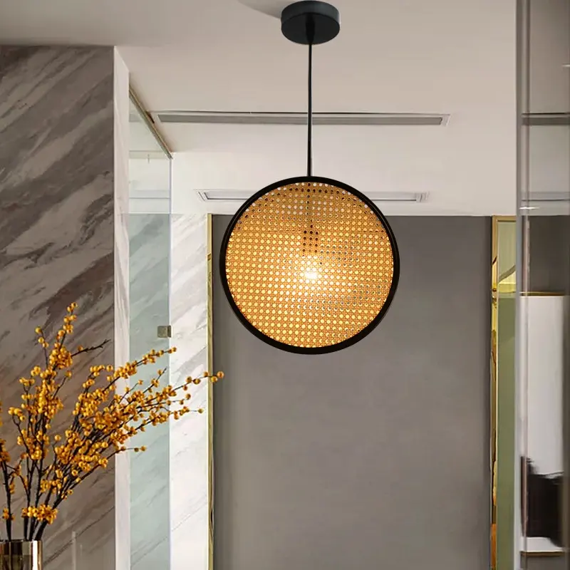Vine Weave E27 Pendant Light Southeast Asian Style For Dining Room Bedside Shop Aisle Hanging Light Fixtures Rattan Chandelier