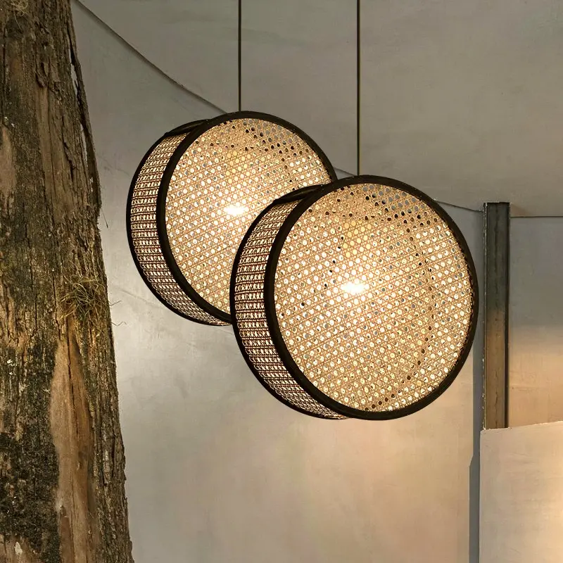 Vine Weave E27 Pendant Light Southeast Asian Style For Dining Room Bedside Shop Aisle Hanging Light Fixtures Rattan Chandelier