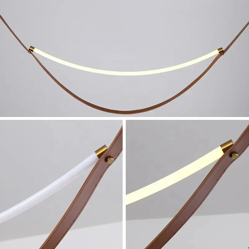 Vintage New creative feature belt chandelier simple designer art leather living room hotel Italian minimalist belt pendant light