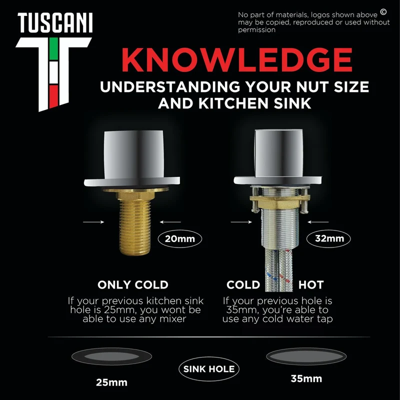 Tuscani TF11B / TF11C - Fabiana Series Kitchen Cold Tap