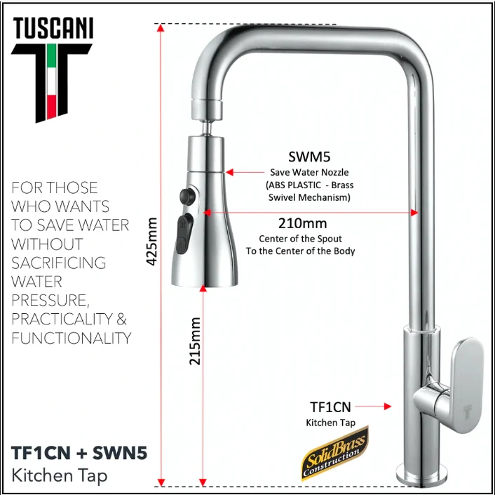 Tuscani TF1CN - Fabiana Series Kitchen Cold Tap - Cold Taps